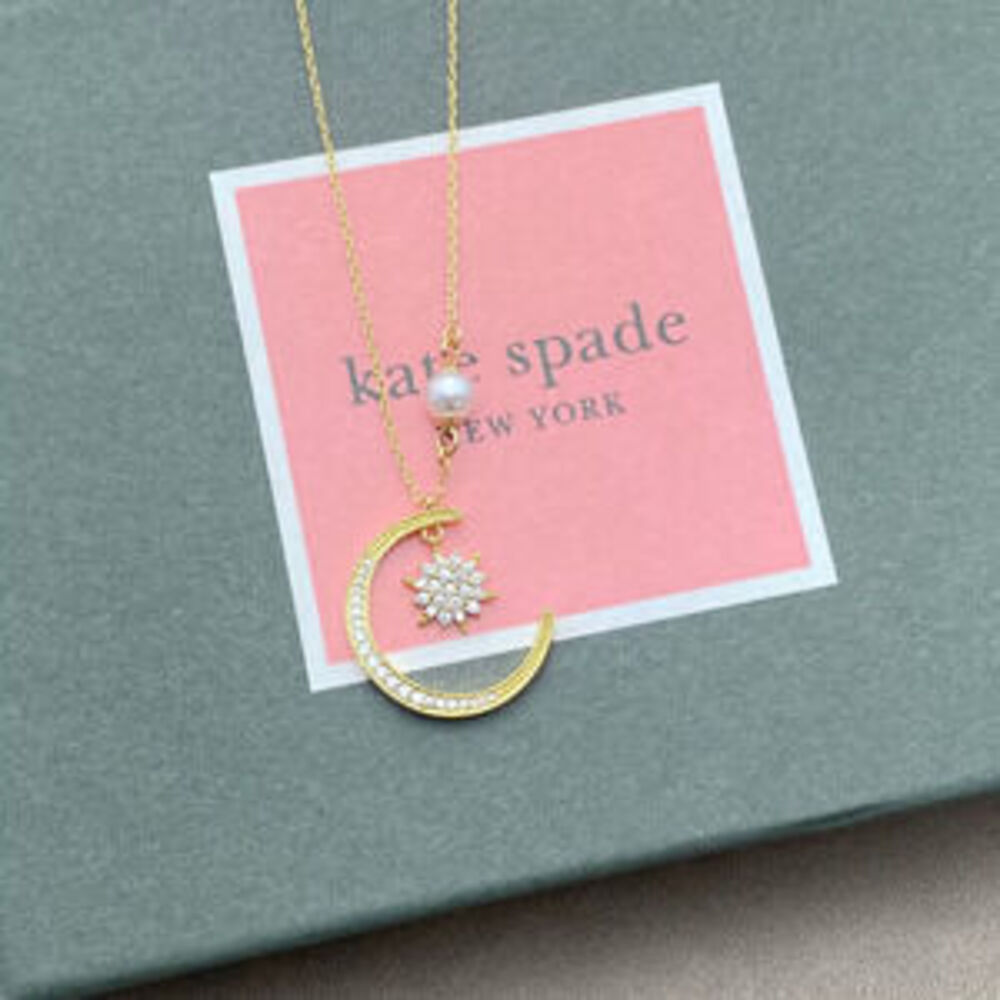 kate spade Asymmetric Pearl Sunflower Star Moon Necklace Zircon